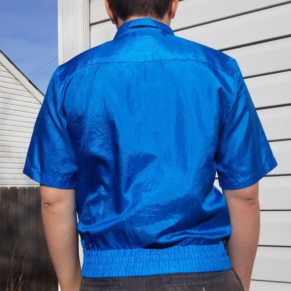 Vintage Blue Button-Up Shirt by Fashion Elements - Picture 3 of 4